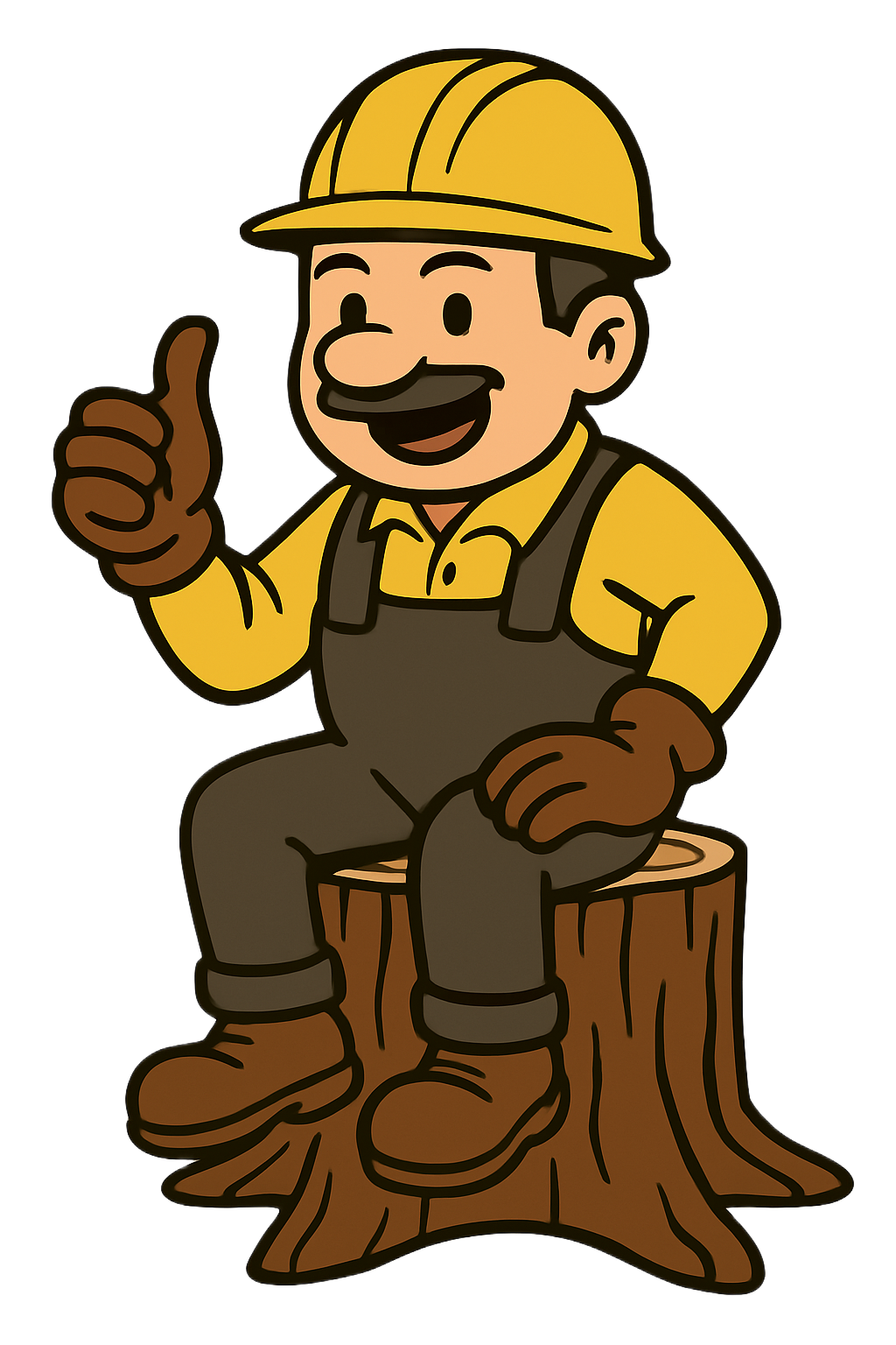 Operador de destoconadora sentado sobre un tocón